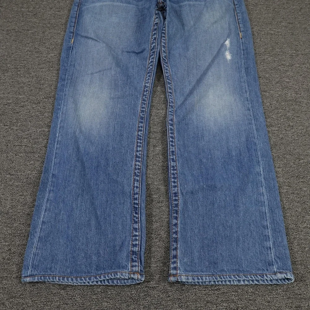 True Religion Jeans Mens 34 Blue Straight‎ World Tour Horseshoe Stitch 34x29